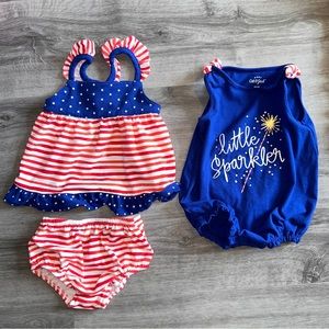Cat & Jack Infant 6-9 mo Patriotic 4th of July Romper And 2 Piece Dress